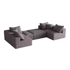 Canapé modulable en L de 132 po avec revêtement en chenille, canapé avec coussins profonds et coussins décoratifs pour salon et chambre à coucher