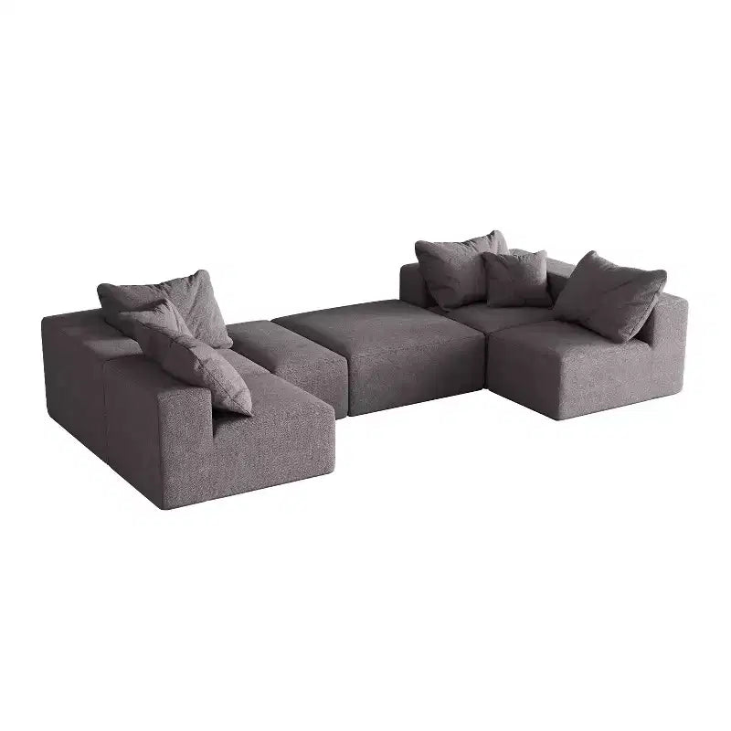 Canapé modulable en L de 132 po avec revêtement en chenille, canapé avec coussins profonds et coussins décoratifs pour salon et chambre à coucher