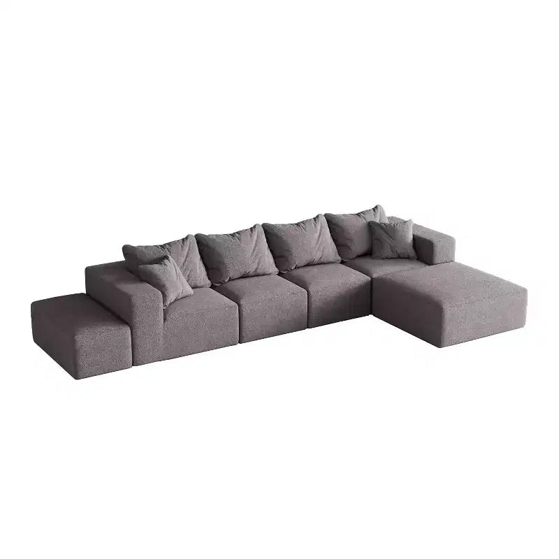 Canapé modulable en L de 132 po avec revêtement en chenille, canapé avec coussins profonds et coussins décoratifs pour salon et chambre à coucher