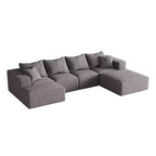 Canapé modulable en L de 132 po avec revêtement en chenille, canapé avec coussins profonds et coussins décoratifs pour salon et chambre à coucher