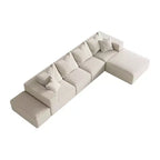 Canapé modulable en L de 132 po avec revêtement en chenille, canapé avec coussins profonds et coussins décoratifs pour salon et chambre à coucher