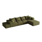 Canapé modulable en L de 132 po avec revêtement en chenille, canapé avec coussins profonds et coussins décoratifs pour salon et chambre à coucher