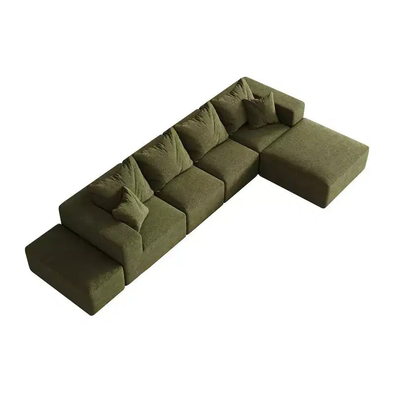 Canapé modulable en L de 132 po avec revêtement en chenille, canapé avec coussins profonds et coussins décoratifs pour salon et chambre à coucher