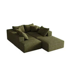 Canapé modulable en L de 132 po avec revêtement en chenille, canapé avec coussins profonds et coussins décoratifs pour salon et chambre à coucher