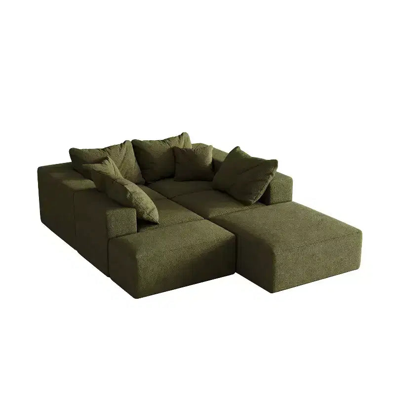 Canapé modulable en L de 132 po avec revêtement en chenille, canapé avec coussins profonds et coussins décoratifs pour salon et chambre à coucher