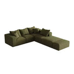 Canapé modulable en L de 132 po avec revêtement en chenille, canapé avec coussins profonds et coussins décoratifs pour salon et chambre à coucher