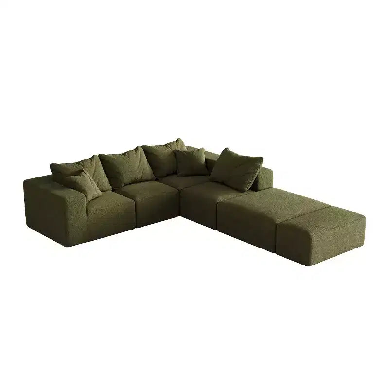 Canapé modulable en L de 132 po avec revêtement en chenille, canapé avec coussins profonds et coussins décoratifs pour salon et chambre à coucher