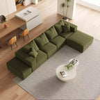 Canapé modulable en L de 132 po avec revêtement en chenille, canapé avec coussins profonds et coussins décoratifs pour salon et chambre à coucher