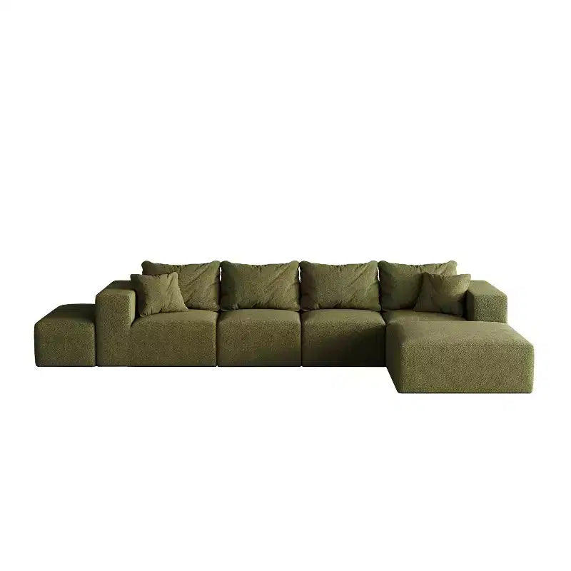 Canapé modulable en L de 132 po avec revêtement en chenille, canapé avec coussins profonds et coussins décoratifs pour salon et chambre à coucher