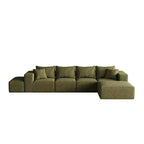 Canapé modulable en L de 132 po avec revêtement en chenille, canapé avec coussins profonds et coussins décoratifs pour salon et chambre à coucher