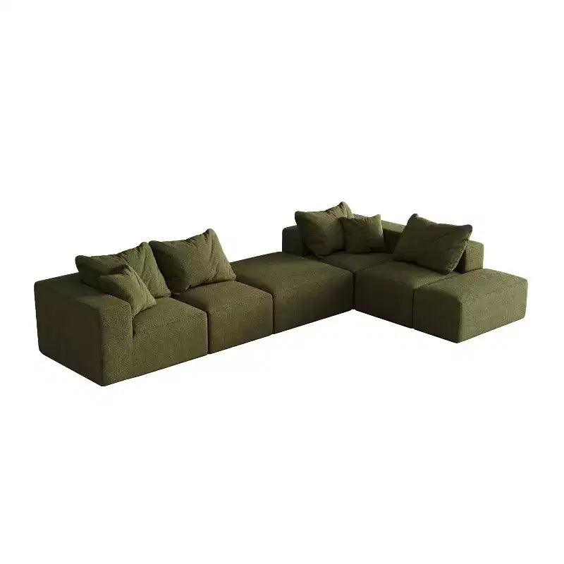 Canapé modulable en L de 132 po avec revêtement en chenille, canapé avec coussins profonds et coussins décoratifs pour salon et chambre à coucher