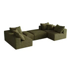 Canapé modulable en L de 132 po avec revêtement en chenille, canapé avec coussins profonds et coussins décoratifs pour salon et chambre à coucher