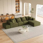 Canapé modulable en L de 132 po avec revêtement en chenille, canapé avec coussins profonds et coussins décoratifs pour salon et chambre à coucher