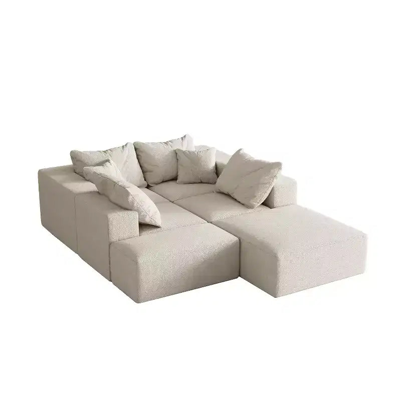 Canapé modulable en L de 132 po avec revêtement en chenille, canapé avec coussins profonds et coussins décoratifs pour salon et chambre à coucher