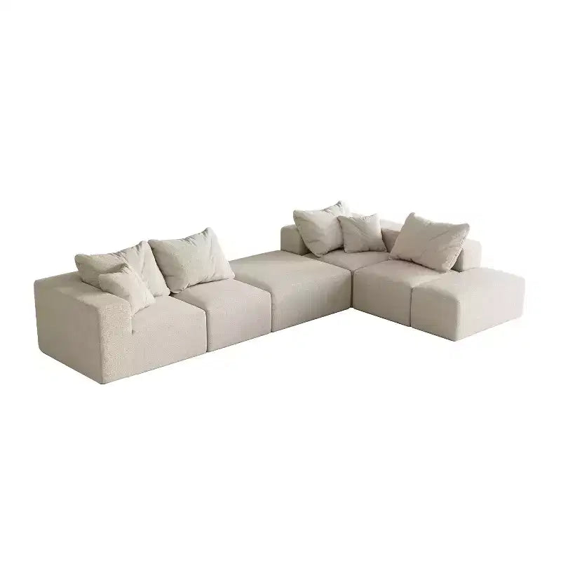 Canapé modulable en L de 132 po avec revêtement en chenille, canapé avec coussins profonds et coussins décoratifs pour salon et chambre à coucher