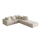 Canapé modulable en L de 132 po avec revêtement en chenille, canapé avec coussins profonds et coussins décoratifs pour salon et chambre à coucher