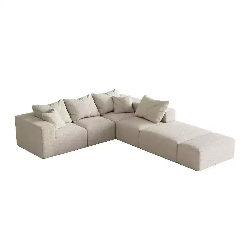 Canapé modulable en L de 132 po avec revêtement en chenille, canapé avec coussins profonds et coussins décoratifs pour salon et chambre à coucher