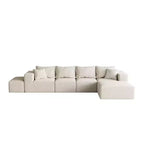 Canapé modulable en L de 132 po avec revêtement en chenille, canapé avec coussins profonds et coussins décoratifs pour salon et chambre à coucher