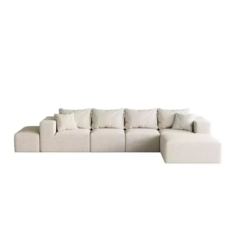 Canapé modulable en L de 132 po avec revêtement en chenille, canapé avec coussins profonds et coussins décoratifs pour salon et chambre à coucher