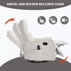 Fauteuil inclinable manuel massant et chauffant beige en tissu avec fonction bascule et pivot pour salon