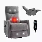 Fauteuil inclinable manuel massant et chauffant beige en tissu avec fonction bascule et pivot pour salon