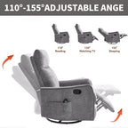 Fauteuil inclinable manuel massant et chauffant beige en tissu avec fonction bascule et pivot pour salon