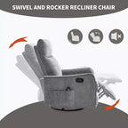 Fauteuil inclinable manuel massant et chauffant beige en tissu avec fonction bascule et pivot pour salon