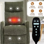 Fauteuil inclinable manuel massant et chauffant beige en tissu avec fonction bascule et pivot pour salon