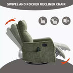 Fauteuil inclinable manuel massant et chauffant beige en tissu avec fonction bascule et pivot pour salon
