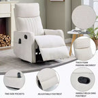 Fauteuil inclinable manuel massant et chauffant beige en tissu avec fonction bascule et pivot pour salon