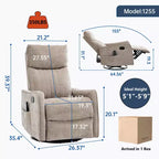 Fauteuil inclinable manuel massant et chauffant beige en tissu avec fonction bascule et pivot pour salon