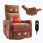 Fauteuil inclinable manuel massant et chauffant beige en tissu avec fonction bascule et pivot pour salon