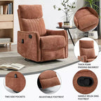 Fauteuil inclinable manuel massant et chauffant beige en tissu avec fonction bascule et pivot pour salon