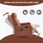 Fauteuil inclinable manuel massant et chauffant beige en tissu avec fonction bascule et pivot pour salon