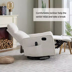 Fauteuil inclinable manuel massant et chauffant beige en tissu avec fonction bascule et pivot pour salon
