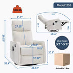 Fauteuil inclinable manuel massant et chauffant beige en tissu avec fonction bascule et pivot pour salon