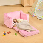 Canapé 2-en-1 pour enfant, canapé souple pliable pour tout-petit avec accoudoirs, chaise convertible pour tout-petit en transat, M, Rose