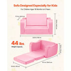 Canapé 2-en-1 pour enfant, canapé souple pliable pour tout-petit avec accoudoirs, chaise convertible pour tout-petit en transat, M, Rose