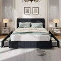 Acekool Corduroy Bed Frame with Headboard, Upholstered Platform with 4 Storage Drawers, Wood Slat Support, No Box Spring Needed