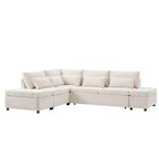 Grand canapé d'angle modulaire en chenille avec lit gigogne