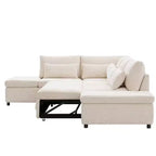 Grand canapé d'angle modulaire en chenille avec lit gigogne