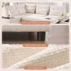Grand canapé d'angle modulaire en chenille avec lit gigogne