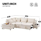 Grand canapé d'angle modulaire en chenille avec lit gigogne