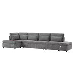 Grand canapé d'angle modulaire en chenille avec lit gigogne