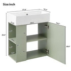 Meuble de rangement de salle de bain 21,6 po, Meuble-lavabo de salle de bain avec étagères latérales gauches, Meuble de rangement au sol avec lavabo en céramique