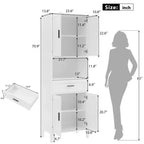 Meuble de rangement de salle de bain avec 2 portes, 1 tiroir et étagères réglables, Armoire de rangement haute autoportante pour salle de bain