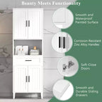 Meuble de rangement de salle de bain avec 2 portes, 1 tiroir et étagères réglables, Armoire de rangement haute autoportante pour salle de bain