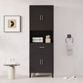 Meuble de rangement de salle de bain avec 2 portes, 1 tiroir et étagères réglables, Armoire de rangement haute autoportante pour salle de bain