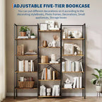 Bibliothèque à 5 niveaux, grande étagère avec 14 casiers ouverts, étagère à cadre métallique réglable, grande étagère pour salon et bureau à domicile