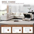 Canapé sectionnel modulaire en U surdimensionné à 7 places avec pouf de rangement